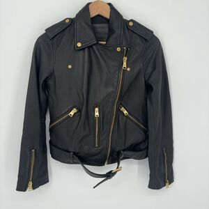 All Saints Black Leather Moto Jacket